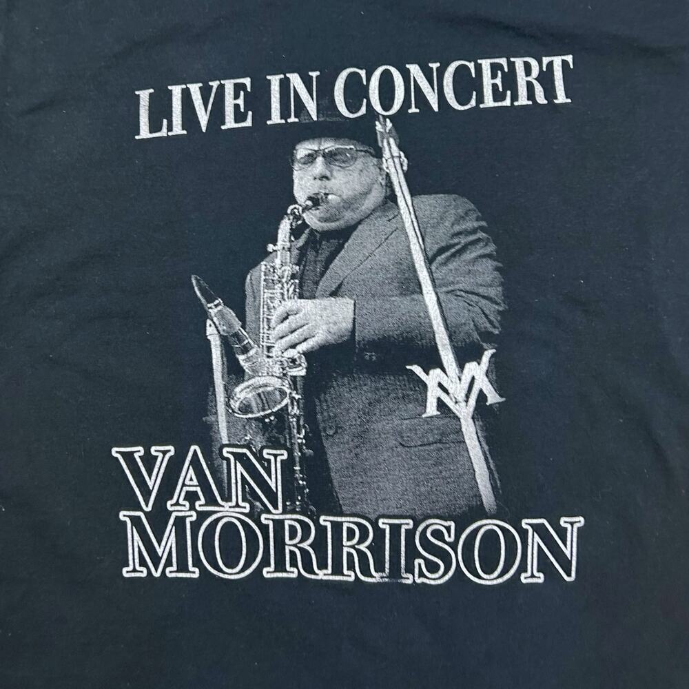 Van Morrison Live in Concert T-Shirt Band Tee Black Size Large Short Sleeve Crew - Picture 2 of 4